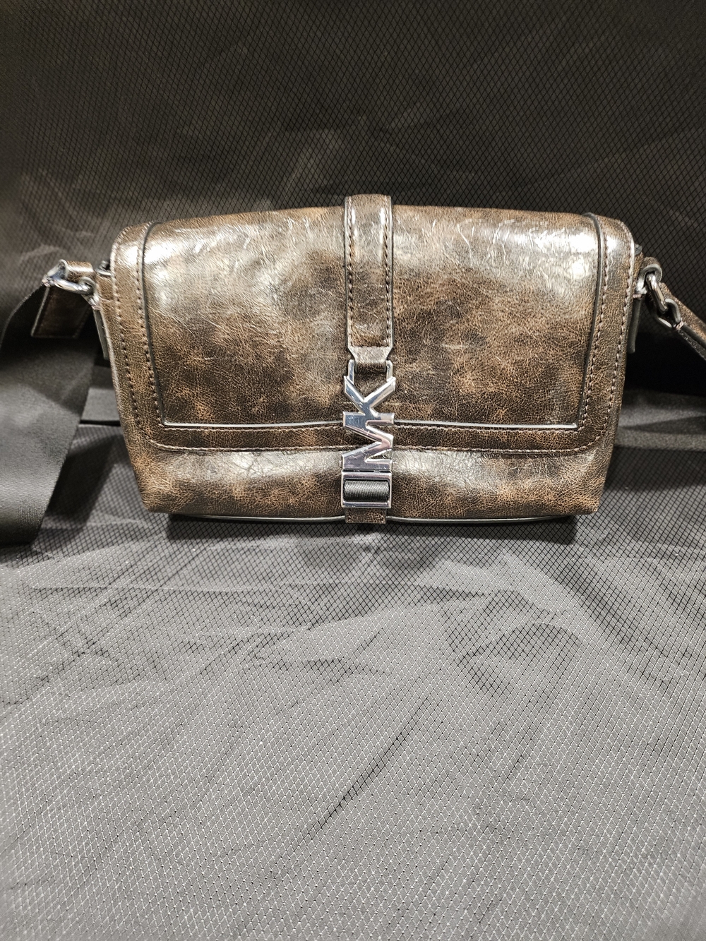 Michael Kors Distressed Brown Crossbody Bag with Silver Logo
